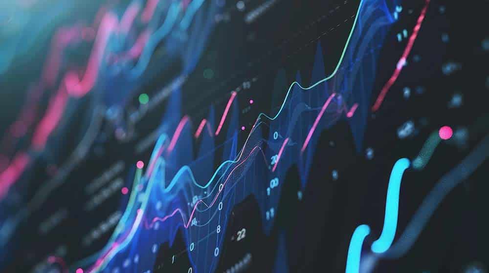 Blue Rock digital innovation represented through abstract data flows and interconnected technology, symbolizing cutting-edge solutions.