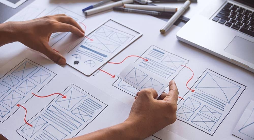 Blue Rock team collaborating on wireframes